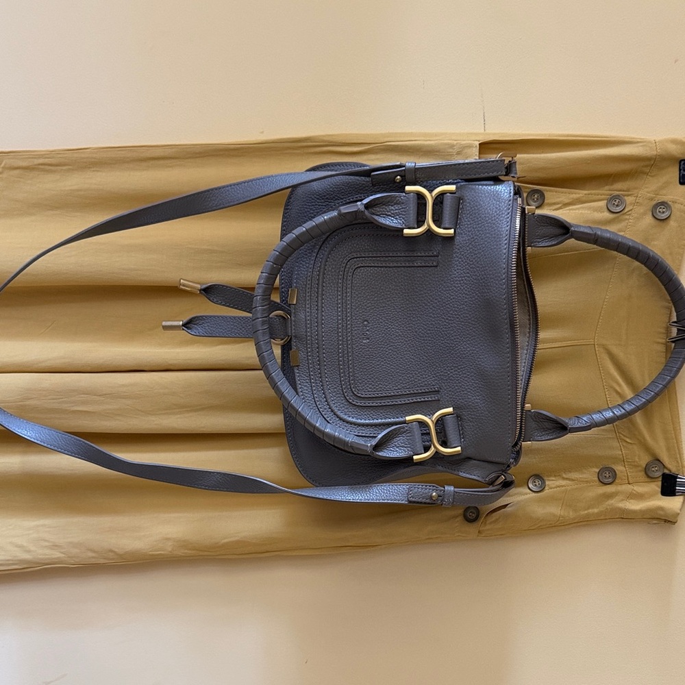 Gray Leather Shoulder Bag